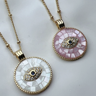 Cute pink or white eye pendant sparkly valentines day 