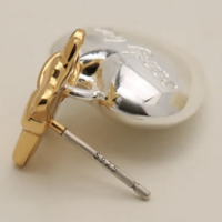 Valentines Day Earrings gold and silver heart  - Thumbnail 3