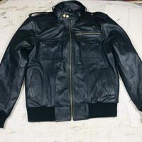 Crafted Leather Men's Black Leather Biker Motorcycle Jacket - Thumbnail 1
