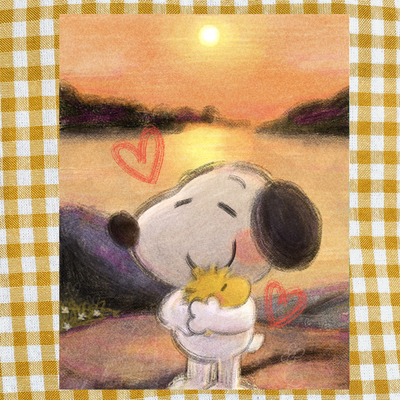 Snoopy and woodstock hugging print 