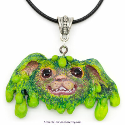 Green goo dog necklace, world of warcraft inspired, unique fantasy pendant