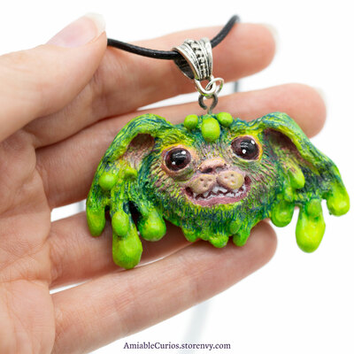 Green goo dog necklace, world of warcraft inspired, unique fantasy pendant