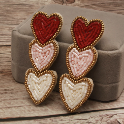 Valentines day 3 heart earrings 