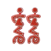 beaded open heart dangle earrings - Thumbnail 4