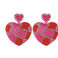 beaded open heart dangle earrings - Thumbnail 5