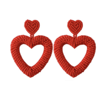 beaded open heart dangle earrings - Thumbnail 6