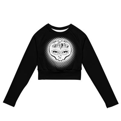 Chingona skull womans recycled long-sleeve crop top