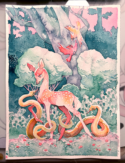 Original watercolour art: health and happiness