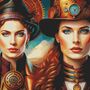 Steampunk Women Cross Stitch Pattern-1