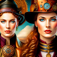 Steampunk Women Cross Stitch Pattern - Thumbnail 2