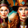 Steampunk Women Cross Stitch Pattern-2