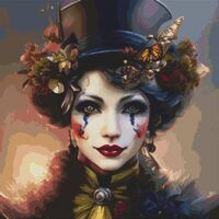 Steampunk Woman Clown Cross Stitch Pattern - Thumbnail 1