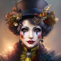 Steampunk Woman Clown Cross Stitch Pattern - Thumbnail 2