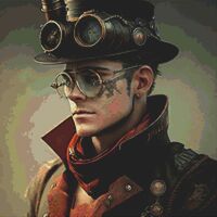 Steampunk Man Cross Stitch Pattern - Thumbnail 1