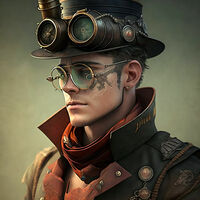 Steampunk Man Cross Stitch Pattern - Thumbnail 2