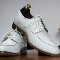 New Men's Hand Painted White Genuine Leather Shoes, Men's Dress Shoes - Thumbnail 3