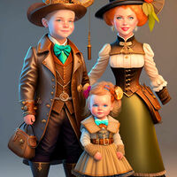 Steampunk Family Cross Stitch Pattern - Thumbnail 2