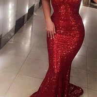 Red Prom Dresses, Sequin Evening Dress, Sweetheart Party Gown - Thumbnail 1