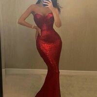 Red Prom Dresses, Sequin Evening Dress, Sweetheart Party Gown - Thumbnail 2