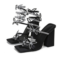 Butterfly Strappy Rhinestone Sandals - Thumbnail 5