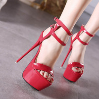 Sexy Stiletto Pumps Ankle Strap Sandals Club Party High Heels - Thumbnail 2