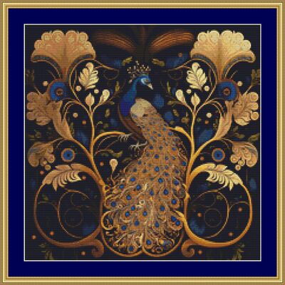 Decorative peacock cross stitch pattern - Thumbnail 4