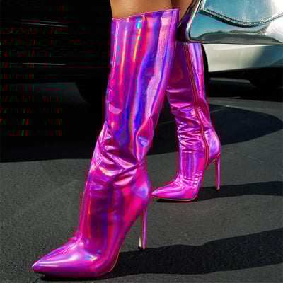 Party style laser stiletto boots
