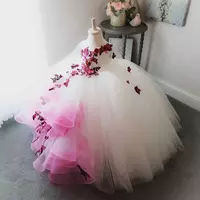 stunning lace pearls flowers flower girl dresses hand made flowers little girl wedding dresses vintage pageant dresses gowns - Thumbnail 2