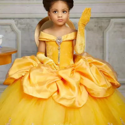 Yellow lace crystals flower girl dresses bateau balll gown little girl wedding dresses cheap communion pageant dresses gowns - Thumbnail 2