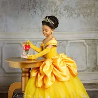 yellow lace crystals flower girl dresses bateau balll gown little girl wedding dresses cheap communion pageant dresses gowns - Thumbnail 1