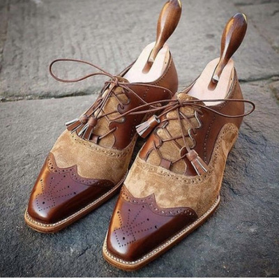 Men's low heel front lace up business shoes - Thumbnail 1