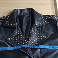 Crafted Leather Men's Motorcycle Genuine Lambskin Leather Studded Jacket Black Slim fit Biker jacket  - Thumbnail 3