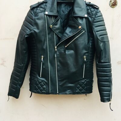Crafted leather men's motorcycle genuine lambskin leather jacket black slim fit biker jacket 