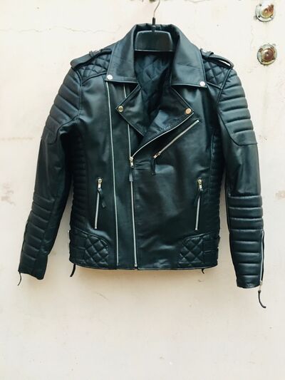 Crafted Leather Men's Motorcycle Genuine Lambskin Leather Jacket Black Slim fit Biker jacket 