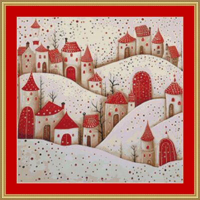 Christmas houses cross stitch pattern