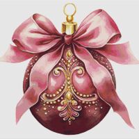 Pink Bauble Cross Stitch Pattern - Thumbnail 1