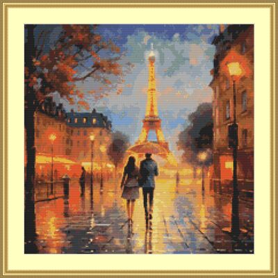 Paris at night cross stitch pattern