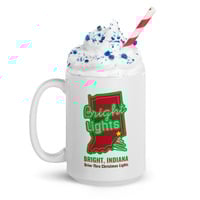 15oz Bright Lights Christmas Lights Drive-Thru - Bright, Indiana White glossy mug with Logo - Thumbnail 3