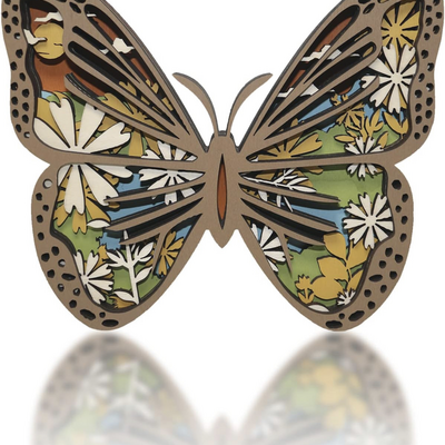 Wooden carving butterfly figurine with light 