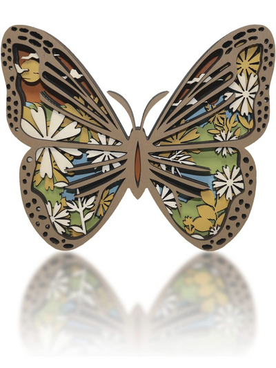 Wooden Carving Butterfly Figurine With Light 