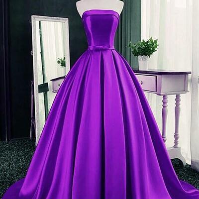 Mermaid purple satin long prom dress with lace-up  - Thumbnail 5
