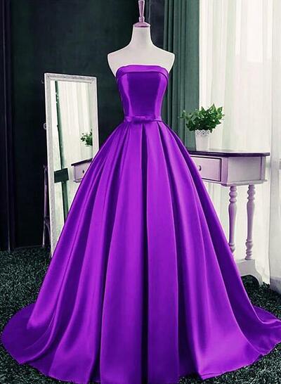 Mermaid Purple Satin Long Prom Dress With Lace-up 