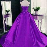 Mermaid Purple Satin Long Prom Dress With Lace-up  - Thumbnail 1