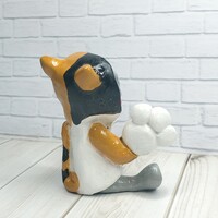 Cuddly Calico Cat Hoodie Robot Resin Art Toy Figurine - Thumbnail 4