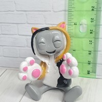 Cuddly Calico Cat Hoodie Robot Resin Art Toy Figurine - Thumbnail 7