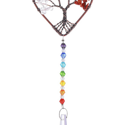 Rainbow heart shaped sun catcher tree of life decoration - Thumbnail 2