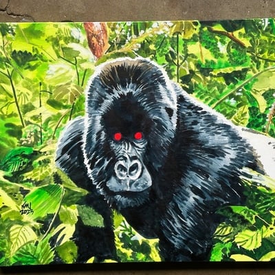Kird ape 20" x 16" original repainting on canvas