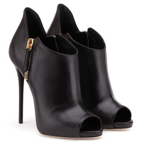 Women's black fish mouth high heel waterproof platform ankle boots large size shoes - Thumbnail 2