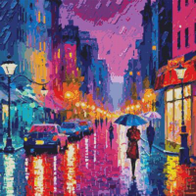 Rain cross stitch pattern