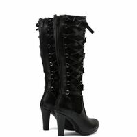  Women's large size high heel studded thick heel boots - Thumbnail 4